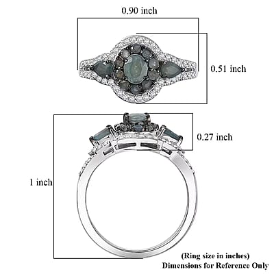 D'Joy Premium Narsipatnam Alexandrite and Moissanite 1.30 ctw Floral Ring in Rhodium Over Sterling Silver (Size 10.0)
