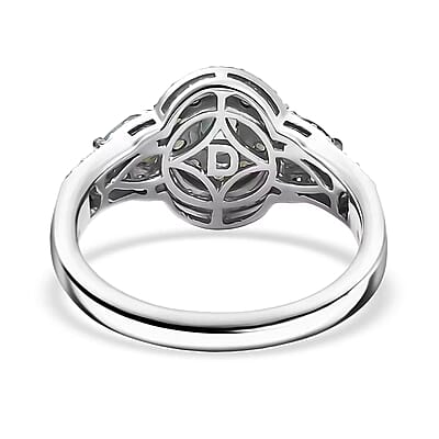 D'Joy Premium Narsipatnam Alexandrite and Moissanite 1.30 ctw Floral Ring in Rhodium Over Sterling Silver (Size 10.0)