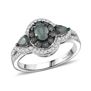 D'Joy Premium Narsipatnam Alexandrite and Moissanite 1.30 ctw Ring in Rhodium Over Sterling Silver (Size 8.0)