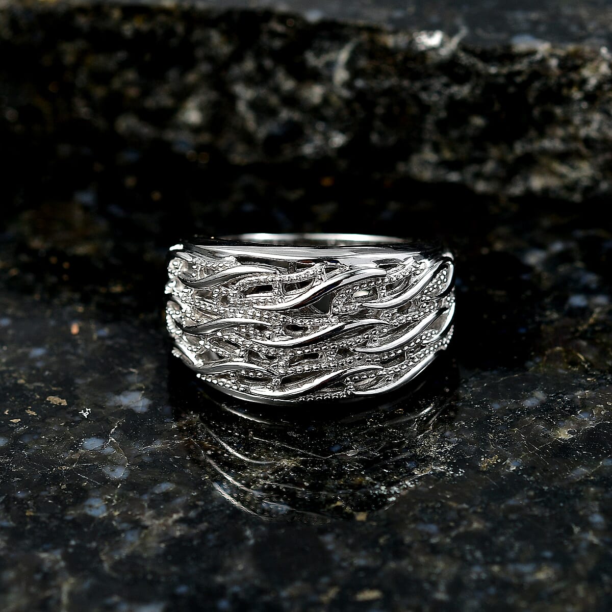 D'Joy in Rhodium OverSterling Silver Fancy Ring,  Silver Wt. 5.5 g image number 1