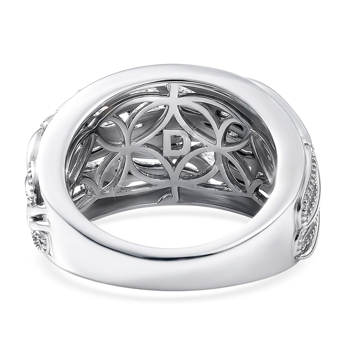 D'Joy Waves Ring in Rhodium Over Sterling Silver (Size 10.0) 7.36 Grams