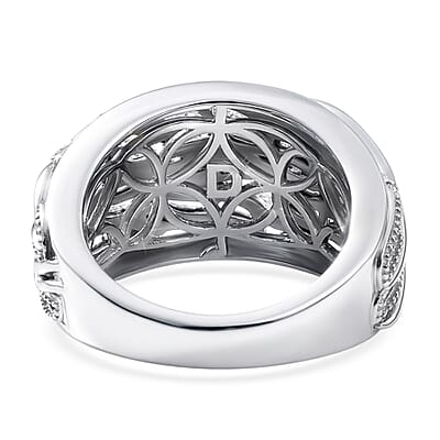 D'Joy Waves Ring in Rhodium Over Sterling Silver (Size 6.0) 7.36 Grams