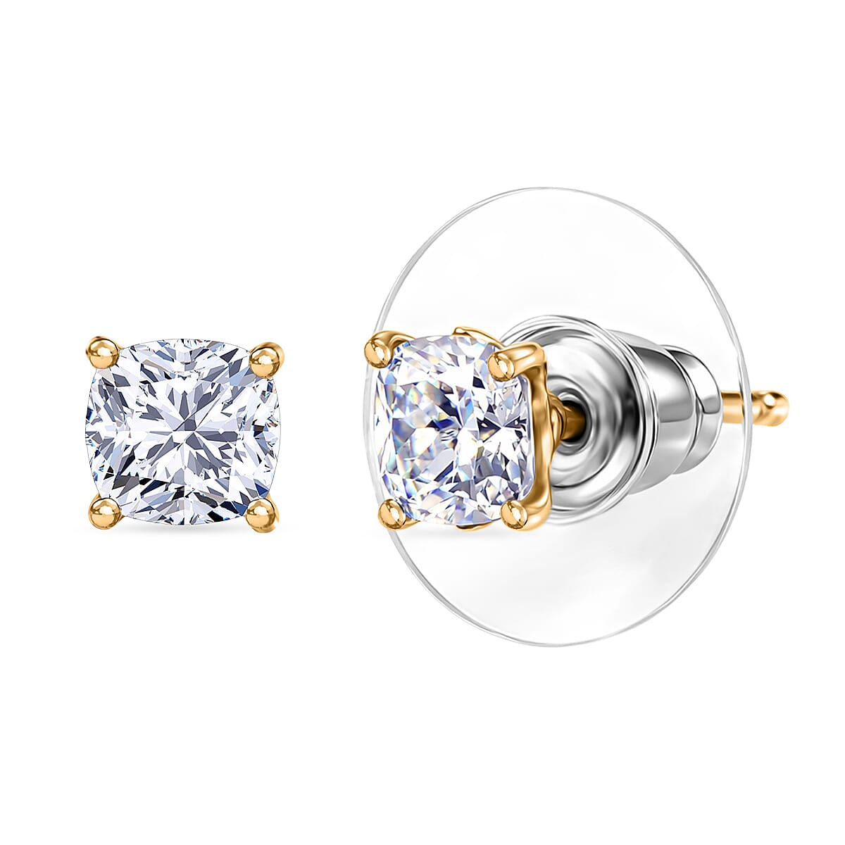 D'Joy Strontium Titanate 1.75 ctw Stud Earrings in 18K Vermeil Yellow Gold Over Sterling Silver image number 0