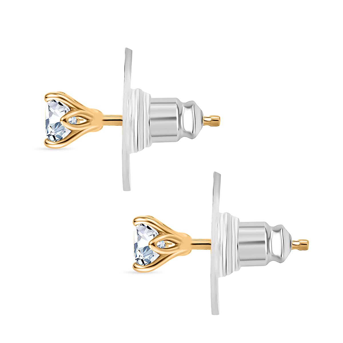 D'Joy Strontium Titanate 1.75 ctw Stud Earrings in 18K Vermeil Yellow Gold Over Sterling Silver image number 3