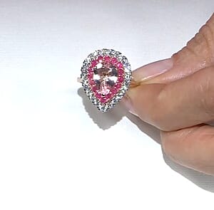 Certified & Appraised AAA Pink Morganite, Mozambique Ruby and Luxuriant Lab Grown Diamond G-H SI 3.20 ctw Ring in 10K Rose Gold (Size 10.0)