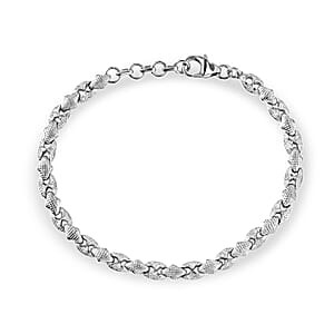 D'Joy Fancy Bracelet in Rhodium Over Sterling Silver (7.25 In) 7.35 Grams