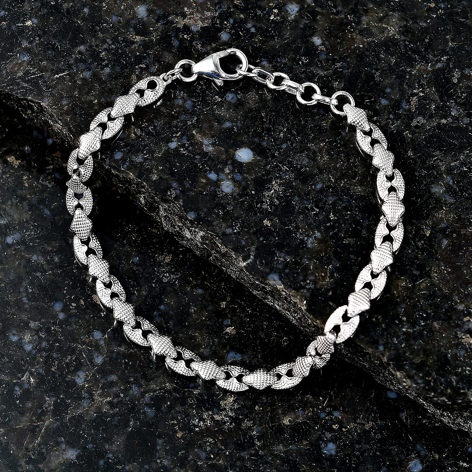 D'Joy Art Deco Bracelet in Rhodium Over Sterling Silver (7.25 In) 7.50 Grams