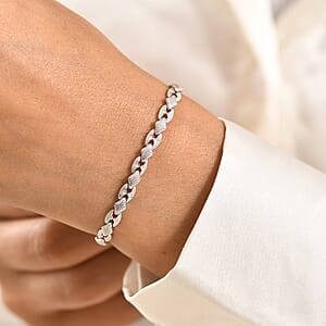 D'Joy Fancy Bracelet in Rhodium Over Sterling Silver (7.25 In) 7.35 Grams