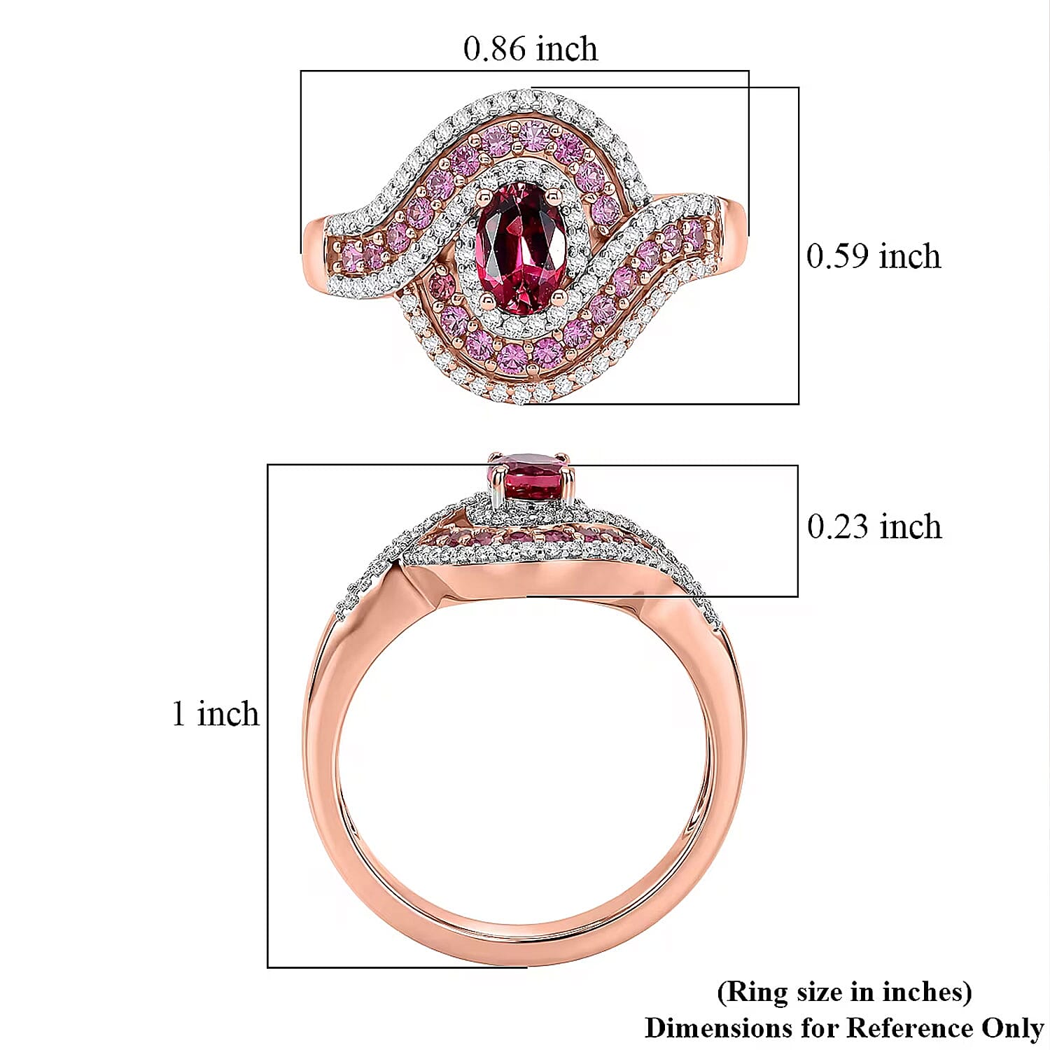 D'Joy Ouro Fino Rubellite and Multi Gemstone 1.20 ctw Scarlet Flow Ring in 18K Vermeil Rose Gold Over Sterling Silver (Size 10.0)