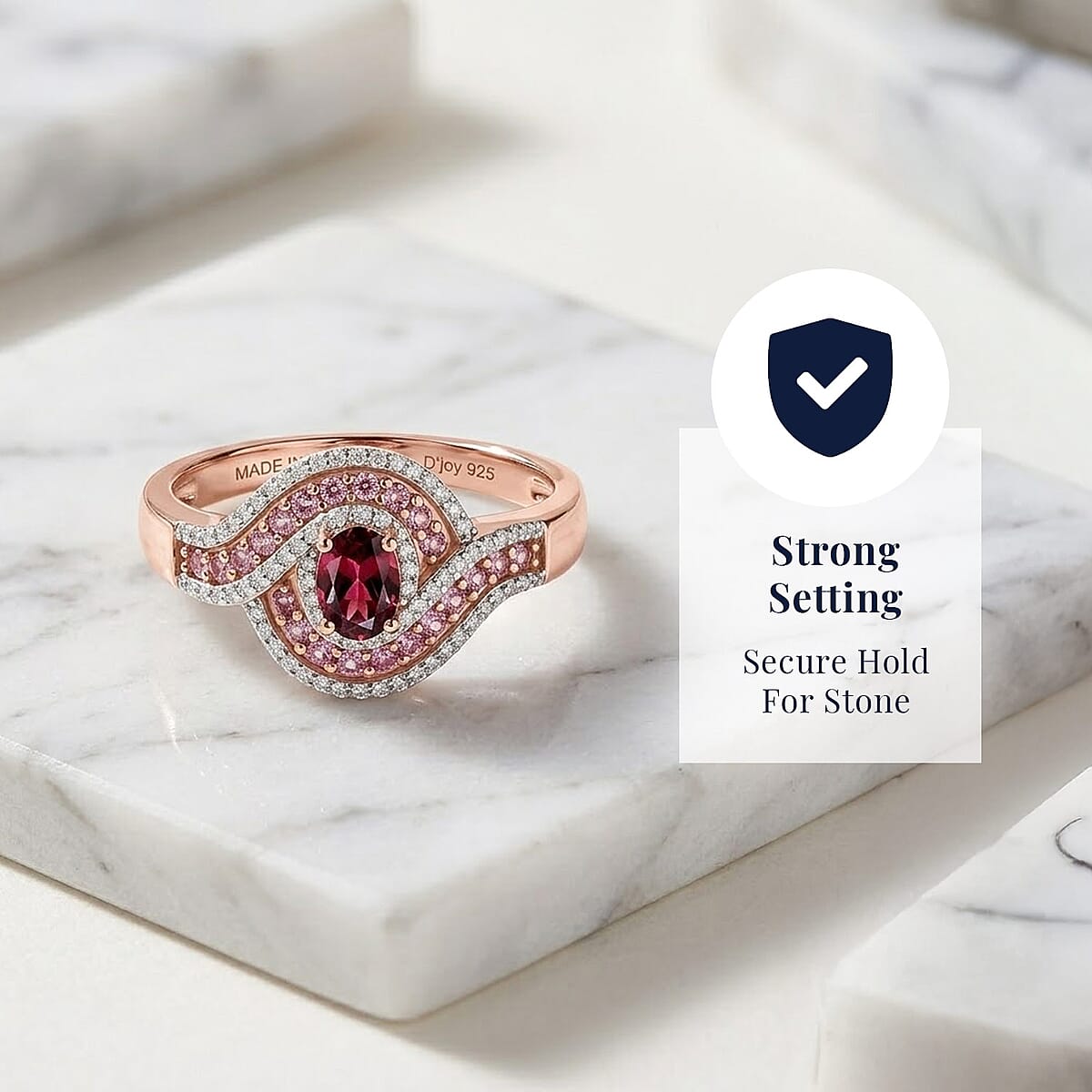 D'Joy Ouro Fino Rubellite and Multi Gemstone 1.20 ctw Scarlet Flow Ring in 18K Vermeil Rose Gold Over Sterling Silver (Size 6.0) image number 3