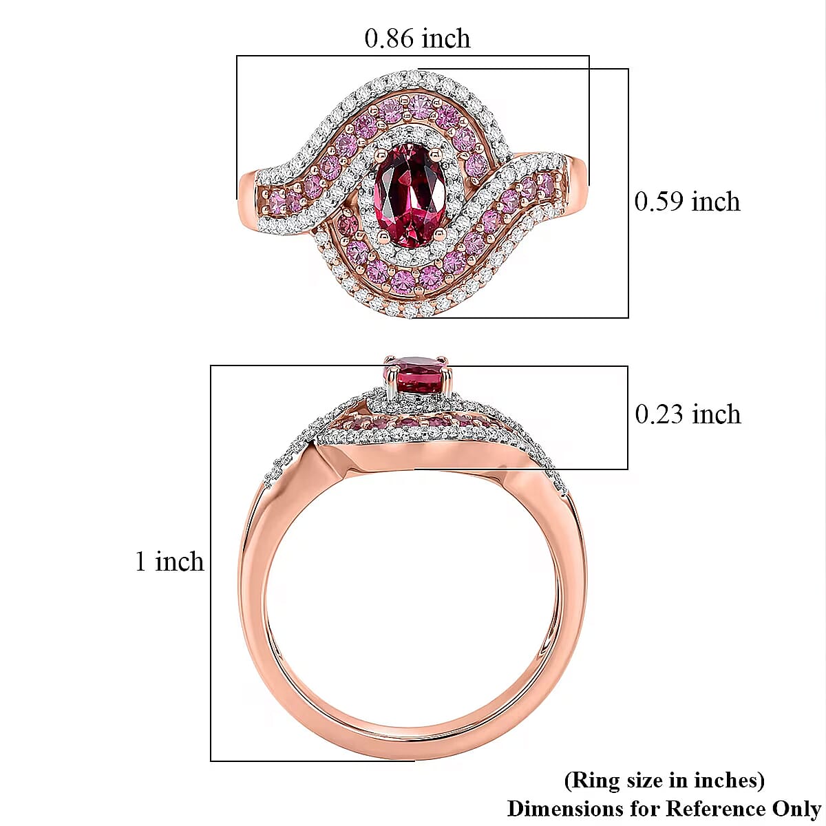 D'Joy Ouro Fino Rubellite and Multi Gemstone 1.20 ctw Scarlet Flow Ring in 18K Vermeil Rose Gold Over Sterling Silver (Size 6.0) image number 5