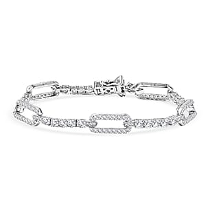 D'Joy Moissanite 4.10 ctw Bracelet in Rhodium Over Sterling Silver (7.25 In)