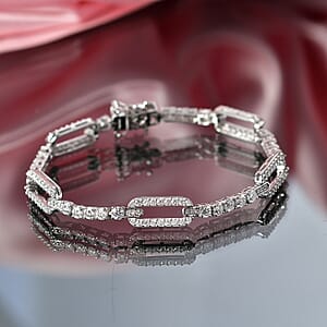 D'Joy Moissanite 4.10 ctw Bracelet in Rhodium Over Sterling Silver (7.25 In)