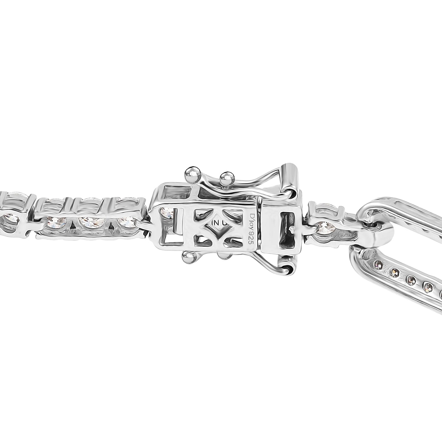 D'Joy Moissanite 4.10 ctw Connected Forever Bracelet in Rhodium Over Sterling Silver (7.25 In)