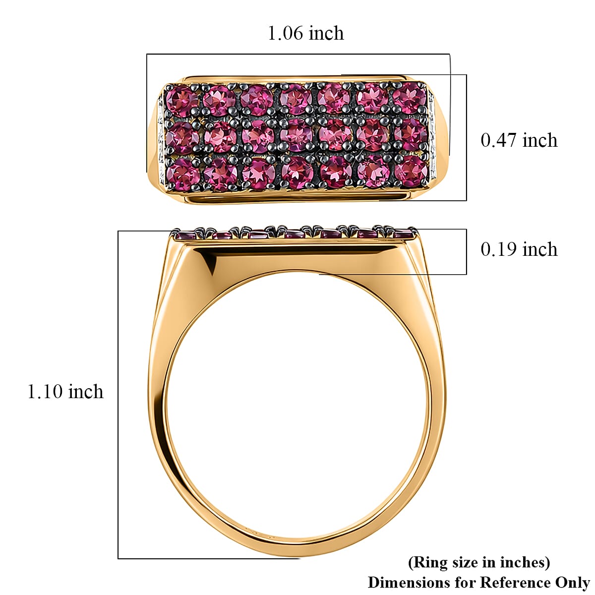 Ouro Fino Rubellite and Luxuriant Lab Grown Diamond G-H SI 1.75 ctw Men's Ring in 18K Vermeil Yellow Gold Over Sterling Silver (Size 11.0) image number 5