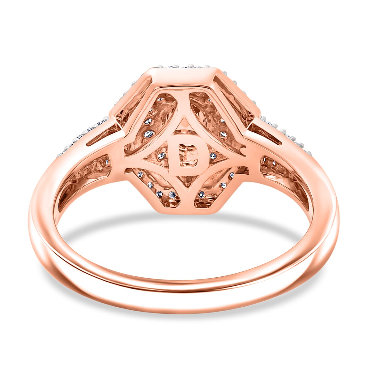 D'Joy Premium Ouro Fino Rubellite and Moissanite 0.65 ctw Passion Halo Ring in 18K Vermeil Rose Gold Over Sterling Silver (Size 10.0) image number 4