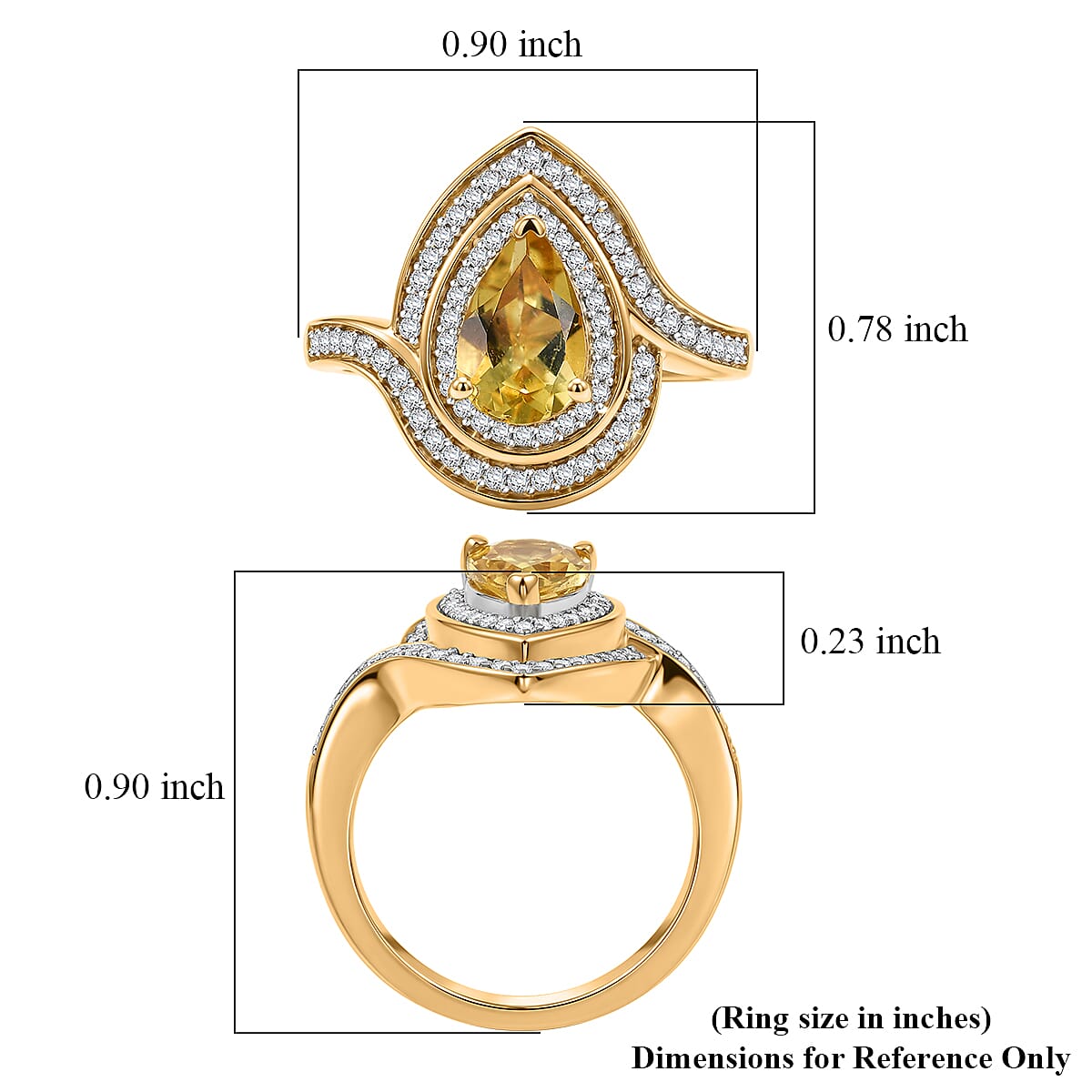 D'Joy AAA Brazilian Heliodor and Moissanite 1.50 ctw Ring in 18K Vermeil Yellow Gold Over Sterling Silver (Size  10.0)
