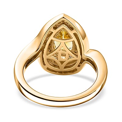 D'Joy AAA Brazilian Heliodor and Moissanite 1.50 ctw Ring in 18K Vermeil Yellow Gold Over Sterling Silver (Size  7.0)