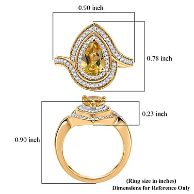 D'Joy AAA Brazilian Heliodor and Moissanite 1.50 ctw Ring in 18K Vermeil Yellow Gold Over Sterling Silver (Size  7.0)