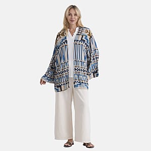 La Marey Multicolored Short Print Kimono - One Size Fits Most