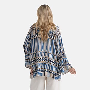 La Marey Multicolored Short Print Kimono - One Size Fits Most