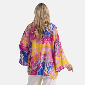 La Marey Multi Color Flowy Design Short Print Kimono - One Size Fits Most