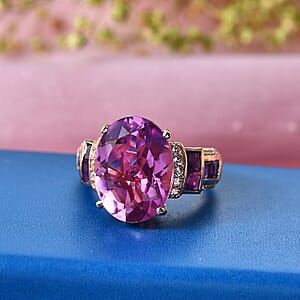 EverTrue African Lilac Quartz (Triplet) and Multi Gemstone 11.10 ctw Empress Rose Ring in 18K Rose Gold Plated (Size 10.0)