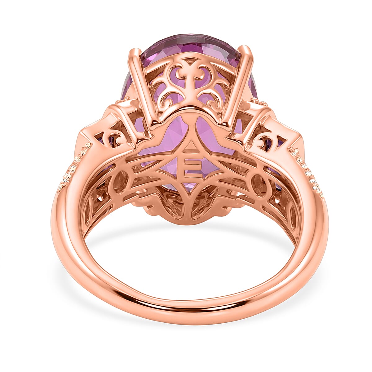 EverTrue African Lilac Quartz (Triplet) and Multi Gemstone 11.10 ctw Empress Rose Ring in 18K Rose Gold Plated (Size 11.0)