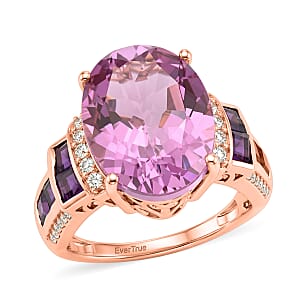 EverTrue African Lilac Quartz, Multi Gemstone Ring in 18K RG Plated (Size 10.0) 11.10 ctw