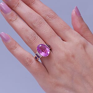 EverTrue African Lilac Quartz, Multi Gemstone Ring in 18K RG Plated (Size 10.0) 11.10 ctw