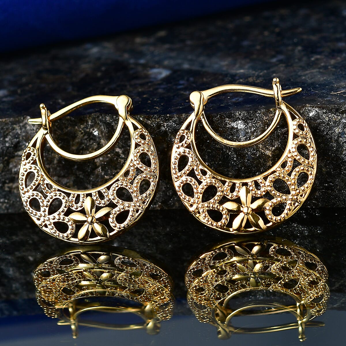 EverTrue Bronzella Collection Hoop Earrings in 18K Yellow Gold Plated Bronze image number 1