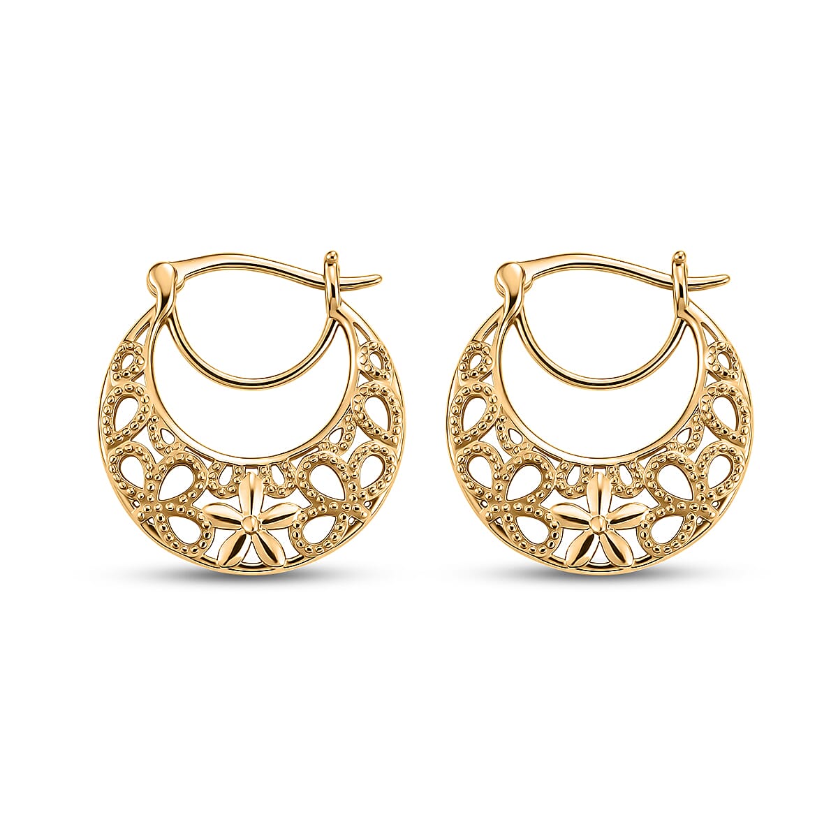 EverTrue Bronzella Collection Bloom Filigree Hoop Earrings in 18K Yellow Gold Plated Bronze