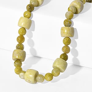 EverTrue Lemon Jasper 445.00 ctw Beaded Necklace in Platinum Bond 18 Inches