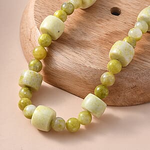 EverTrue Lemon Jasper 445.00 ctw Beaded Necklace in Platinum Bond 18 Inches