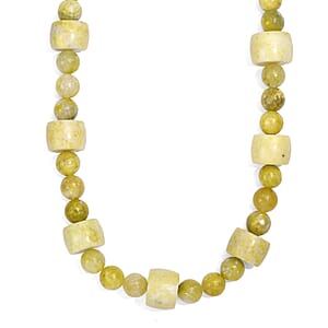 EverTrue Lemon Jasper 445.00 ctw Beaded Necklace in Platinum Bond 18 Inches