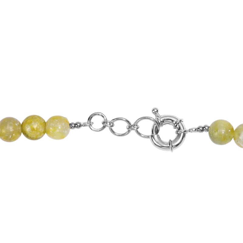 EverTrue Lemon Jasper 445.00 ctw Beaded Necklace in Platinum Bond 18 Inches