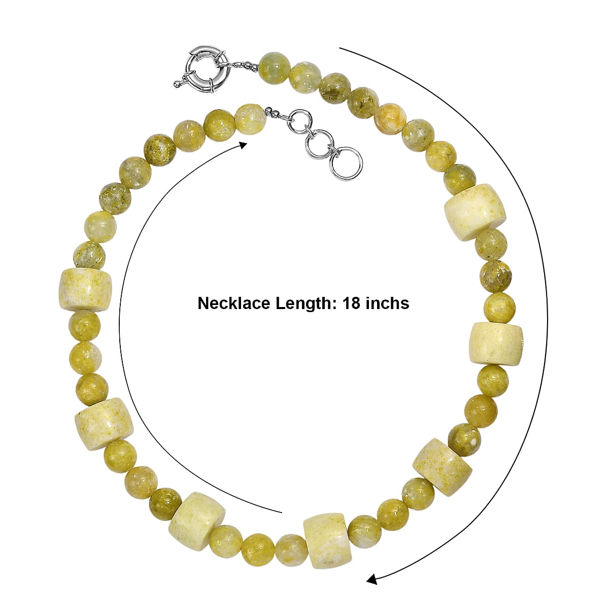 EverTrue Lemon Jasper 445.00 ctw Beaded Necklace in Platinum Bond 18 Inches image number 5