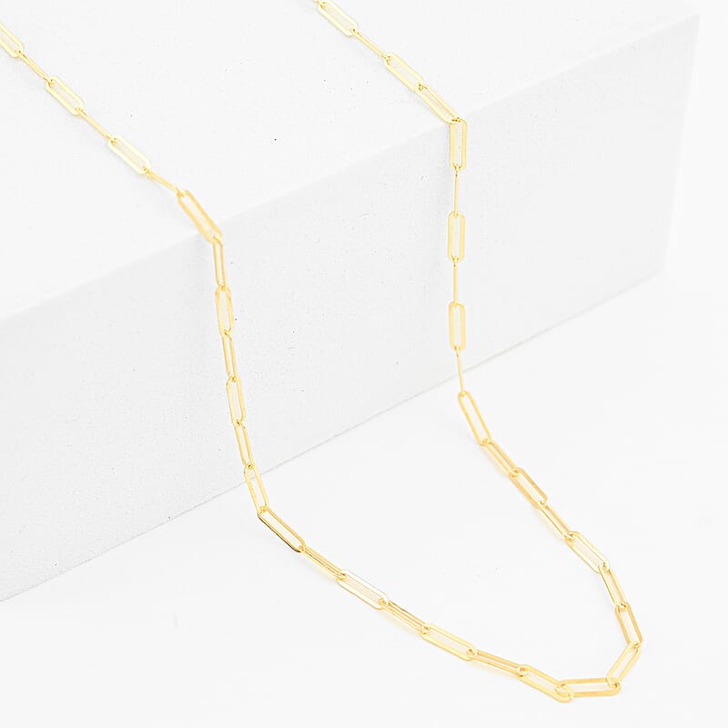 Italian 2mm Paperclip Chain Necklace in 10K Yellow Gold 1.80 Grams (18 Inches) (Ships in 12-15 Business Days)