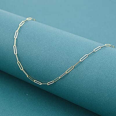 Italian 2mm Paperclip Chain Necklace in 10K Yellow Gold 1.80 Grams (18 Inches) (Ships in 12-15 Business Days)