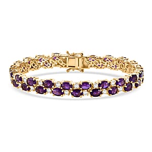 EverTrue African Amethyst and White Topaz 20.20 ctw Bracelet in 18K Yellow Gold Plated (7.25 In)