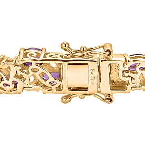 EverTrue African Amethyst and White Topaz 20.20 ctw Bracelet in 18K Yellow Gold Plated (7.25 In)