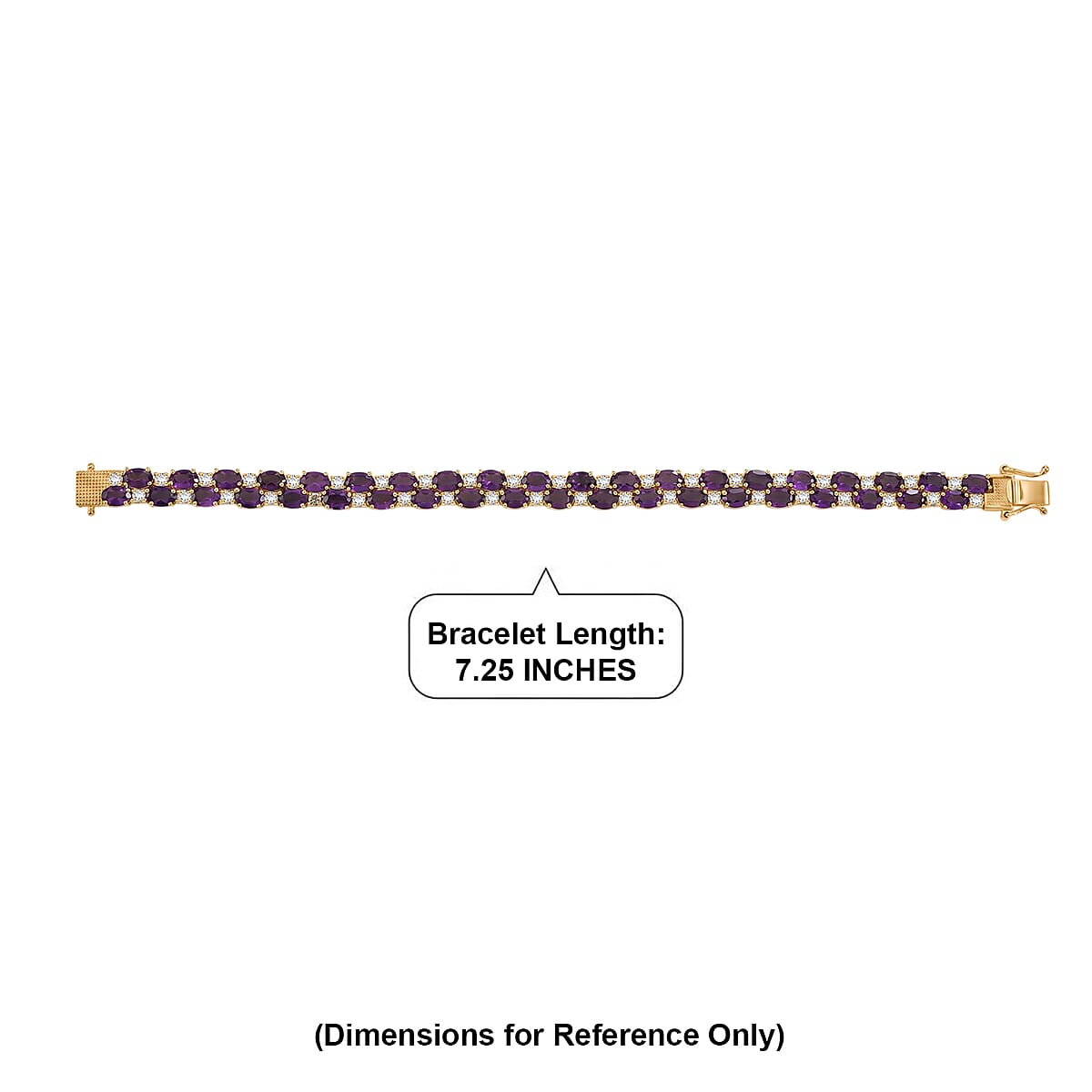 EverTrue African Amethyst and White Topaz 20.20 ctw Bracelet in 18K Yellow Gold Plated (7.25 In) image number 4