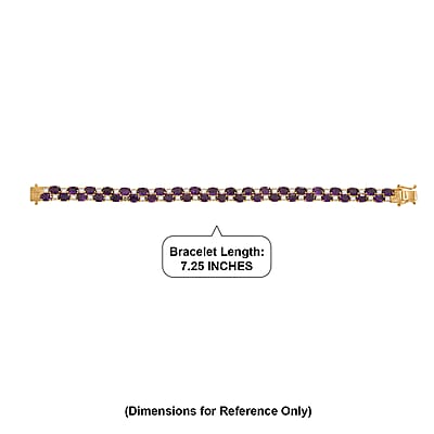 EverTrue African Amethyst and White Topaz 19.20 ctw Zig Zag Double Row Bracelet in 18K Yellow Gold Plated (7.25 In)