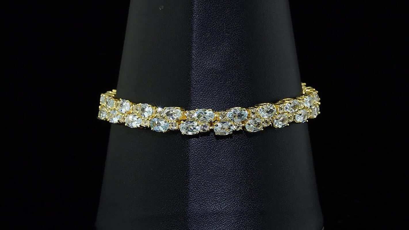 EverTrue African Amethyst, White Topaz Bracelet in 18K YG Plated (7.25 In) 20.20 ctw
