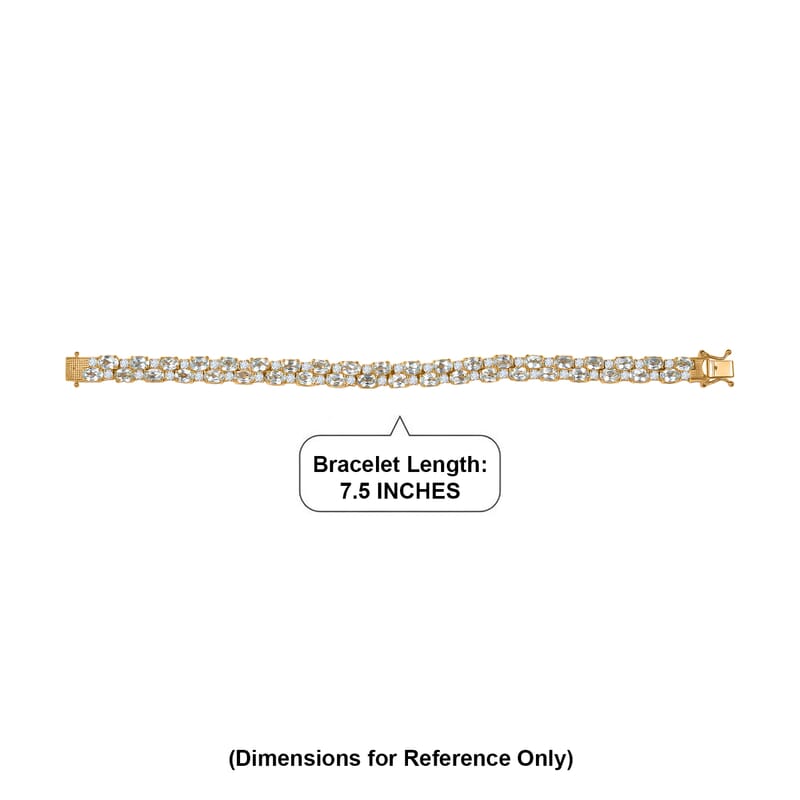 EverTrue Sky Blue Topaz and White Topaz 29.30 ctw Zig Zag Double Row Bracelet in 18K YG Plated (8.00 In)