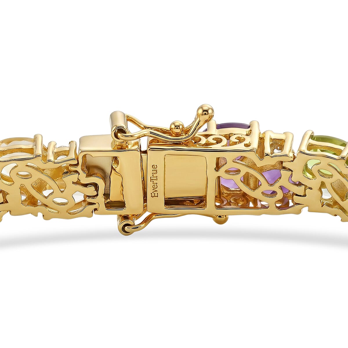 EverTrue Multi Gemstone 24.00 ctw Zig Zag Double Row Bracelet in 18K YG Plated (7.25 In) image number 3