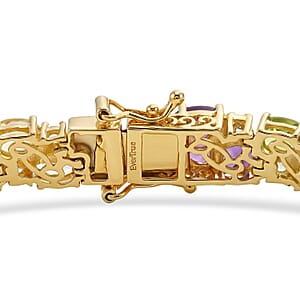 EverTrue Multi Gemstone 24.00 ctw Zig Zag Double Row Bracelet in 18K YG Plated (7.25 In)