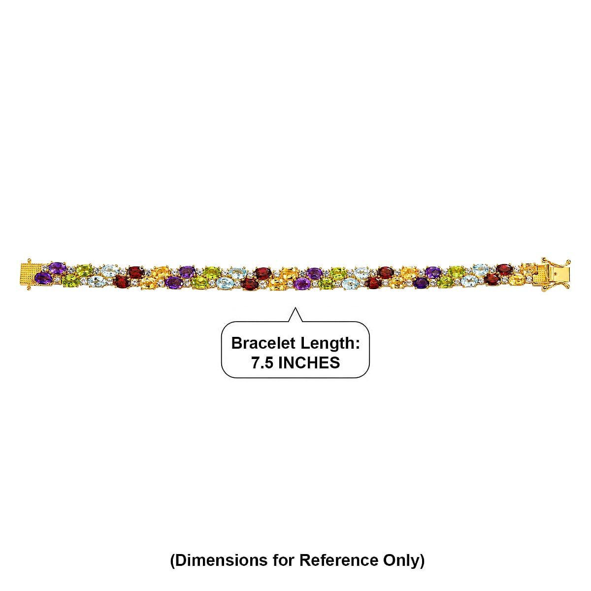 EverTrue Multi Gemstone 24.00 ctw Zig Zag Double Row Bracelet in 18K YG Plated (7.25 In) image number 4