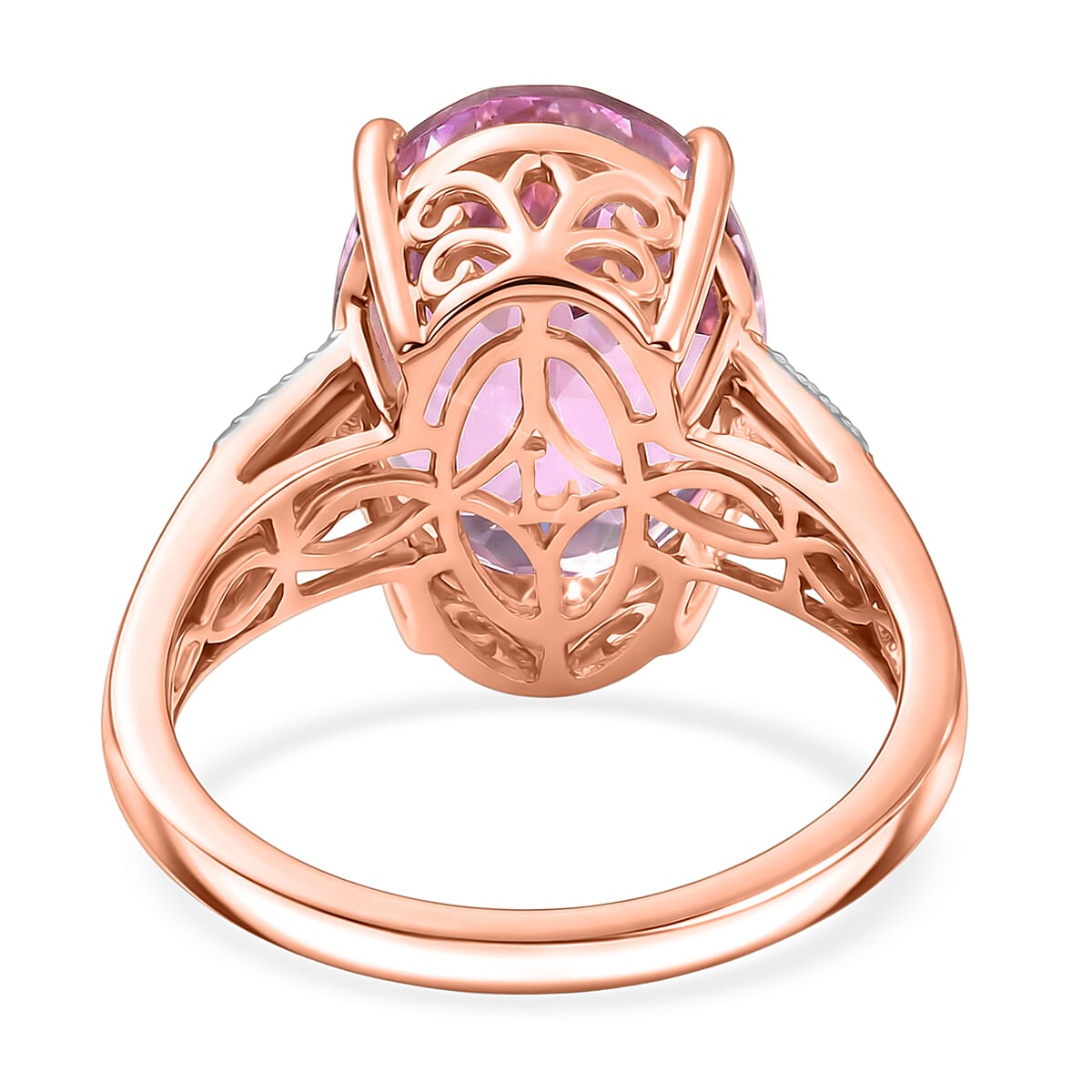 AAA Patroke Kunzite and Luxuriant Lab Grown Diamond G-H SI 12.10 ctw Timeless Rose Radiance Ring in 10K Rose Gold (Size 6.0) 4.50 Grams image number 4