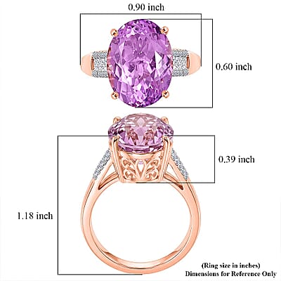 AAA Patroke Kunzite and Luxuriant Lab Grown Diamond G-H SI 12.10 ctw Timeless Rose Radiance Ring in 10K Rose Gold (Size  6.0)  4.50 Grams